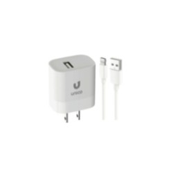 Cargador de pared, estándar americano, 1 USB, 2A, con cable USB-A a Lightning, modelo MX (HC1602, blanco)