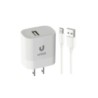 Cargador de pared, estándar americano, 1 USB, 2A, con cable USB-A a Lightning, modelo MX (HC1602, blanco)