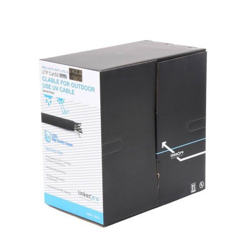 BOBINA LINKEDPRO DE CABLE DE 305 M, CAT5E, COLOR NEGRO, SIN BLINDAR, PARA APLICACIONES DE VIDEOVIGILANCIA, REDES DE DATOS, USO E
