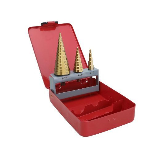 JUEGO DE BROCAS ESCALONADAS PRECISION PSTC02002, 3 PIEZAS, HSS 4-12, 4-20, 4-32 MM (PARA PLÁSTICO O METAL), PSTC02002