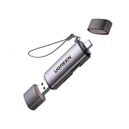 UGREEN LECTOR DE MEMORIA, MMC/MICROSD/SD/SDHC/SDXC, USB 3.0, PLATA