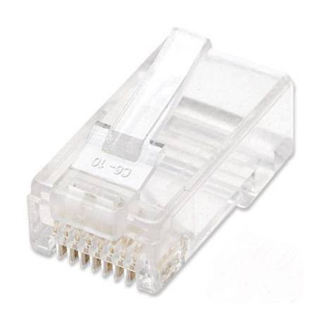 PLUG MODULAR RJ-45 CATE5E INTELLINET, BOTE CON 100 PIEZAS TRANSPARENTES, CONTACTOS CON BAÑO DE ORO DE 15 ?, 790055