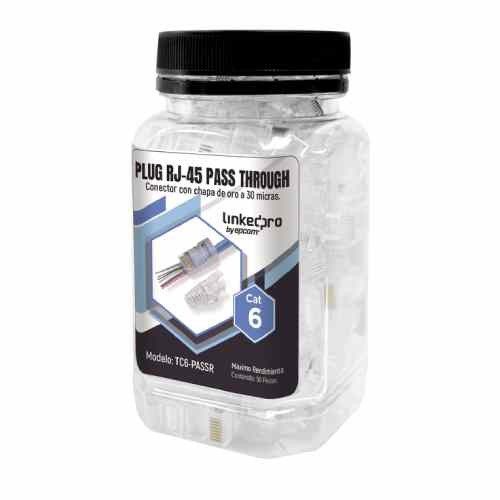 PLUG CAT6 RJ-45 LINKEDPRO, TRANSPARENTE, SIN BLINDAJE, CON ALIVIO DE TENSIÓN INCLUIDO, CHAPADO DE ORO A 30 MICRAS PARA DURABILID