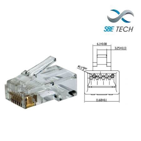 SBETECH PLUGRJ45C6- CONECTOR PLUG RJ45 PARA CABLE UTP / CAT 6 / PAQUETE 50 PIEZAS