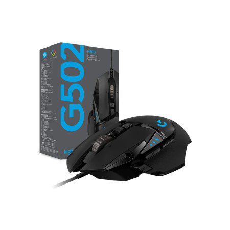 MOUSE GAMER LOGITECH OPTICO G502 HERO RGB, ALAMBRICO ENTRADA USB, 16.000 DPO, COLOR NEGRO, 910-005550