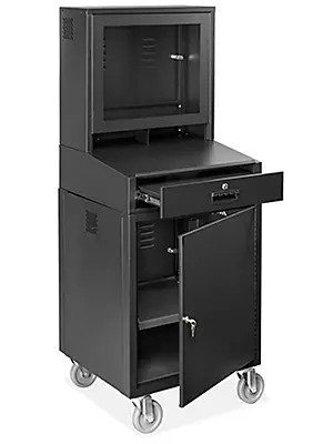 GABINETE PORTÁTIL PARA COMPUTADORA H-7545 DE ACERO VENTILADO, CON VENTANA DE ACRÍLICO RESISTENTE Y CERRADURA PARA SEGURIDAD, IDE