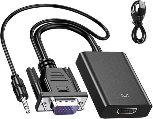 ADAPTADOR VGA A HDMI 1080P FULL HD CON AUDIO, CABLE CONVERTIDOR VGA A HDMI