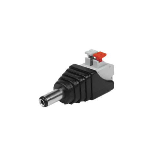 ADAPTADOR TIPO JACK DE 3.5 MM MACHO POLARIZADO DE 12 VCC CON TERMINALES DE PRESIÓN – MODELO JR52X