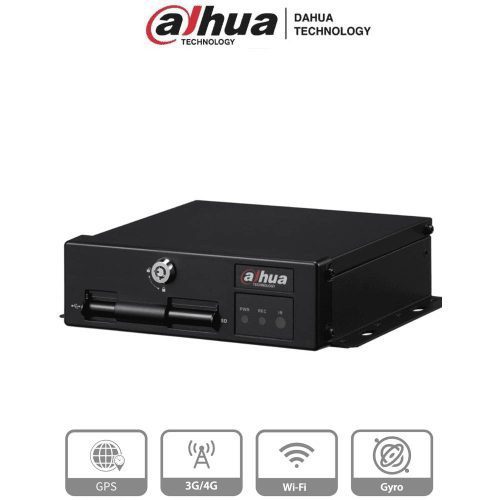 DVR MÓVIL DAHUA WIFI 1080P CON IA, 4 CANALES ANÁLOGOS + 1 IP, 1080P, COMUNICACIÓN 3G,4G, WI-FI, SOPORTA DSM, ADAS, BSD, RECONOCI