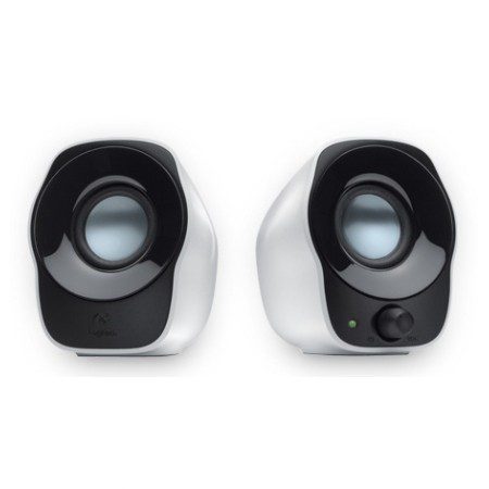 BOCINAS LOGITECH PARA COMPUTADORA STEREO Z120, ALAMBRICO, CANALES DE SALIDA DE AUDIO 2.0, 1.2W RMS, COLOR NEGRO CON BLANCO, 980-