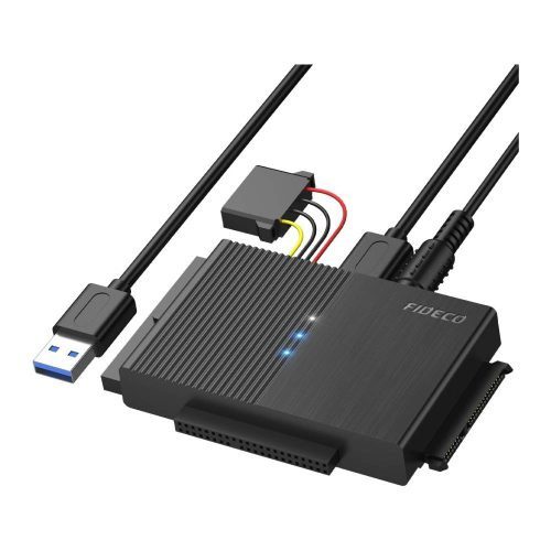 IDE ADAPTADOR CABLE FIDECO, ADAPTADOR LECTOR DISCOS DUROS USB 3.0 PARA 2,5” Y 3,5” IDE Y SATA HDD/SSD, CD-ROM, CD-RW, DVD-RW, SO