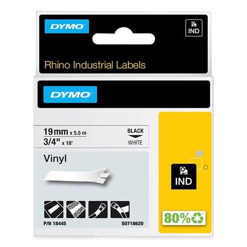 DYMO M18445 CINTA RHINO VINILO 19MM, NEGRO/BLANCO