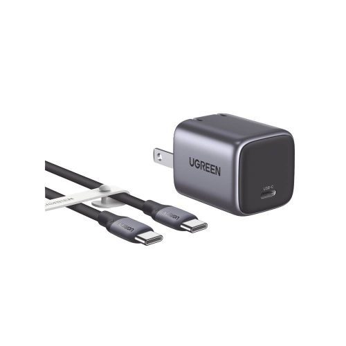 COMBO CARGADOR NEXODE MINI 30W PD GAN TECH + CABLE USB-C 60W, TECNOLOGÍA INTELIGENTE, CARGA RÁPIDA, CARCASA IGNIFUGA, CABLE DE 1