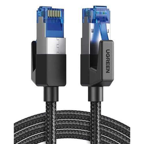 CABLE ETHERNET CAT8 CLASS? F/FTP DE 2 METROS CON MALLA DE NYLON, ALTA VELOCIDAD DE HASTA 40 GBPS, IDEAL PARA REDES DE ALTA DEMAN