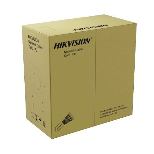 BOBINA DE CABLE HIKVISION UTP 305 MTS, CAT 6 (24 AWG), COLOR NEGRO, USO EN EXTERIOR, 100% COBRE, APLICACIONES DE CCTV Y REDES DE