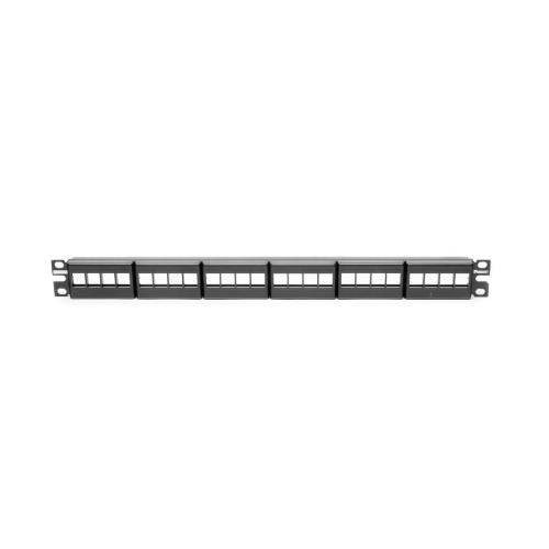 PANDUIT PANEL DE PARCHEO MODULAR PLANO (SIN CONECTORES), 24 PUERTOS RJ-45, 1U, NEGRO, NKFP24Y