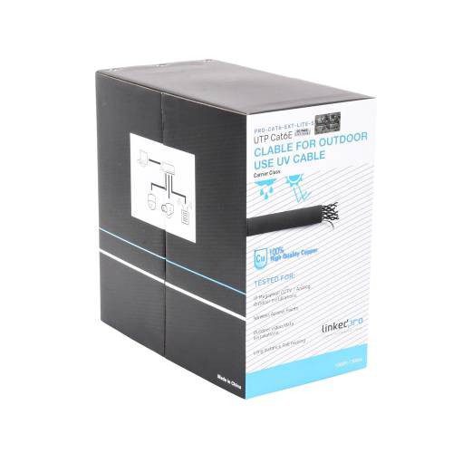 BOBINA DE CABLE LINKEDPRO BY EPCOM 305 METROS CAT6 UTP, 24 AWG, CLIMAS EXTREMOS, COLOR NEGRO, SIN BLINDAR, PARA INTEMPERIE, PRO-