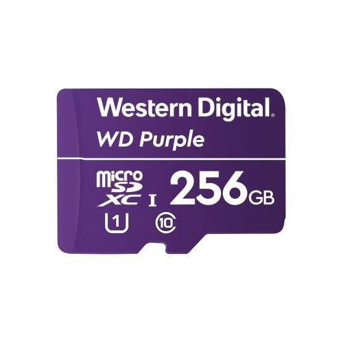 MEMORIA FLASH WESTERN DIGITAL WD PURPLE, 256GB MICROSDXC CLASE 10, PARA VIDEOVIGILANCIA, WD256MSD