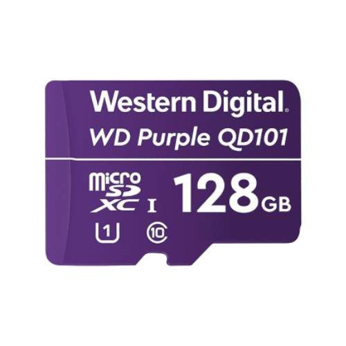 MEMORIA MICROSD DE 128 GB PURPLE, ESPECIALIZADA PARA VIDEOVIGILANCIA, 10 VECES MAYOR DURACIÓN, 3 AÑOS DE GARANTIA, WD128MSD