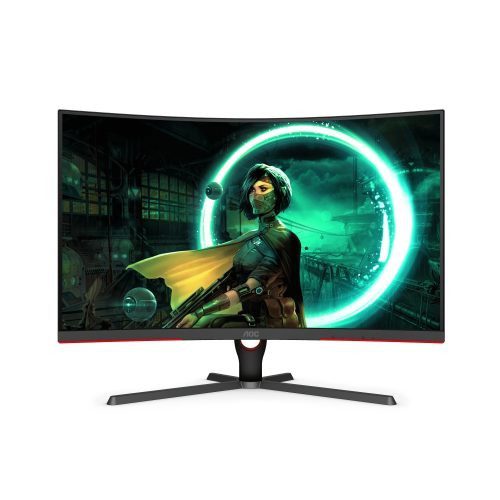 MONITOR GAMER CURVO AOC C32G3E LED 31.5?, 1920X1080 FULL HD, FREESYNC, 165HZ, HDMI/DISPLAYPORT, NEGRO/ROJO, C32G3E