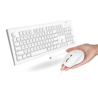 MACALLY KIT TECLADO Y MOUSE USB C 104 TECLAS DE PERFIL BAJO CON 15 ACCESOS DIRECTOS MACOS – TECLADO IMAC PLUG AND PLAY MOUSE USB