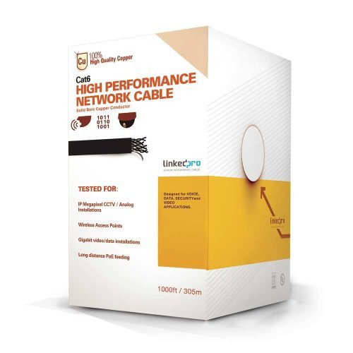 BOBINA DE CABLE LINKEDPRO DE 305 METROS CAT6+, CM, CALIBRE 23 ALTO RENDIMIENTO, ETL, UL, CON GARANTÍA DE POR VIDA, COLOR AZUL, S