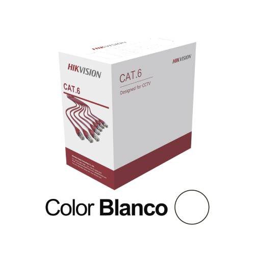 BOBINA DE CABLE HIKVISION UTP CAT6 24 AWG, 305 METROS, BLANCO, INTERIOR, DS-1LN6U-W/CCA